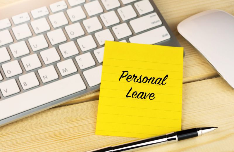 Personal leave note on keyboard